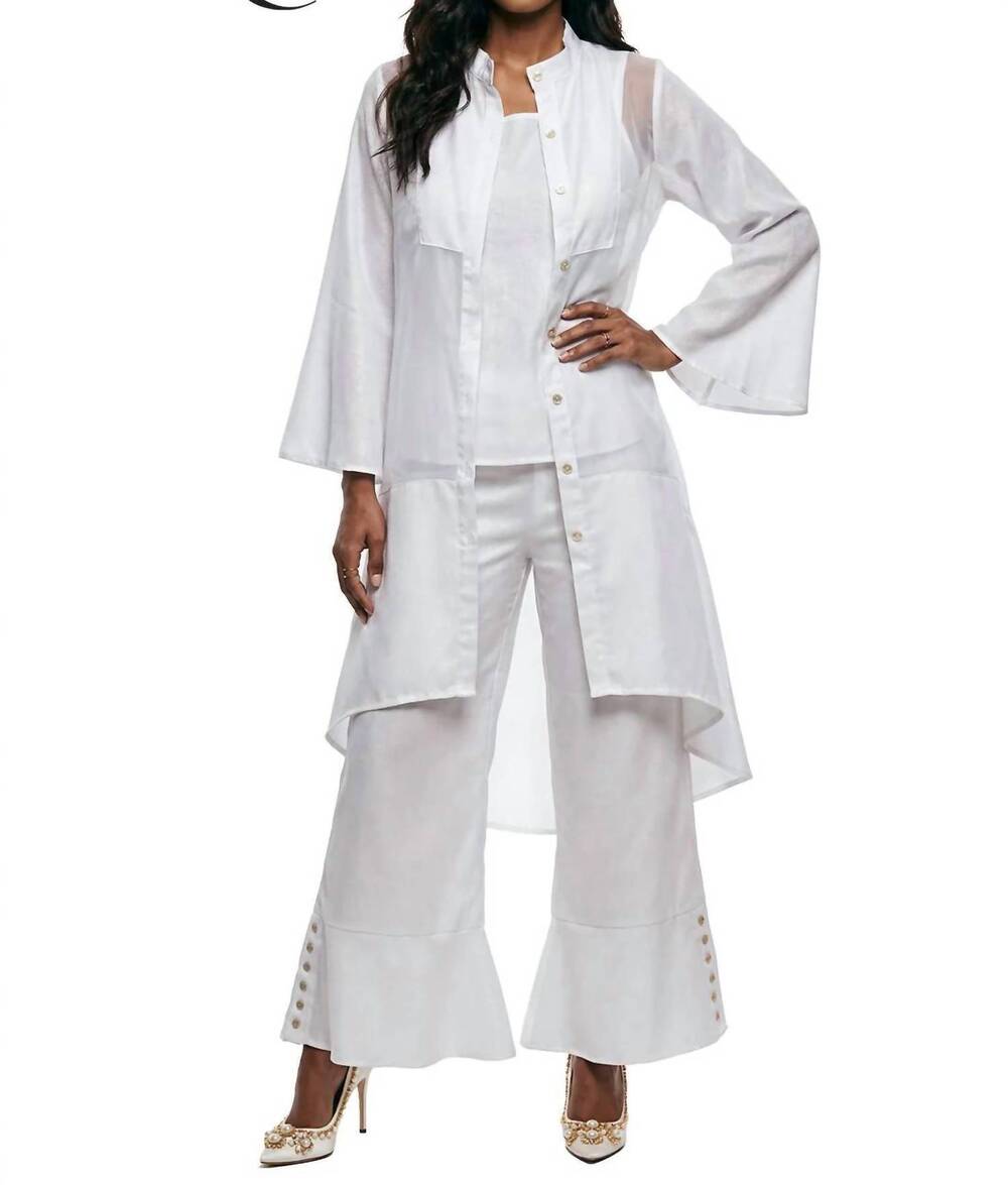 NEW LISA RENE jacket, cami & pant set in white